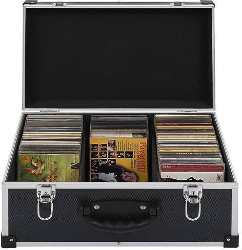Xichuzi CD-Koffer für 60 CDs, DVD Aufbewahrungsbox, DVD Box, DVD Aufbewahrung, Aufbewahrungskoffer, Cd-aufbewahrung, Aluminium ABS Schwarz