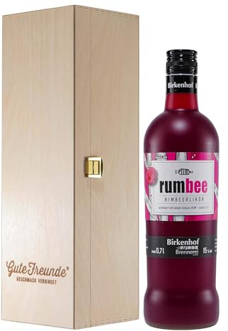 Birkenhof RumBee Himbeerlikör mit Geschenk-Holzkiste