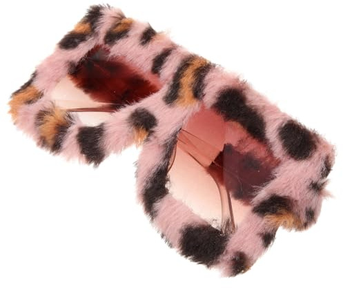 LIFKOME Plüsch- Women Sunglasses damensonnenbrille alberne Brille für Erwachsene lustige Sonnenbrillen für Frauen Gläser Coole Brille Strandparty- STK Leopard | Pelziger Katzenaugen-Stil, modische Requisite, 6.69×5.91×3.15 in, leicht & bequem, ideal für Partys, Festivals