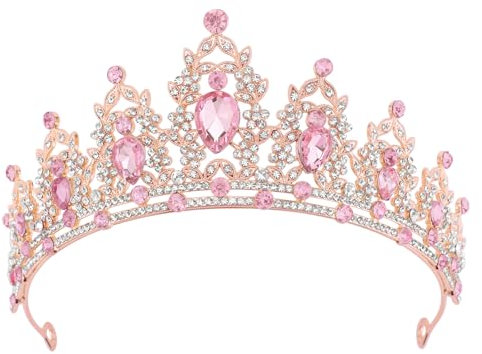 DRESHOW Geburtstag Krone für Damen Geburtstag Kristall Strass Tiara für Mädchen Dekorationen Haarschmuck Hochzeit Tiara Glitter Prinzessin Krone Stirnbänder für Party