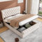 Miyemo Ottoman Double Bed Frame with Storage, 4ft6 Upholstered Double Bed with Headboard & Slats, Luxurious Velvet Button-Tufted Sleigh Bed, 135 * 190cm, Beige, (No Mattress)