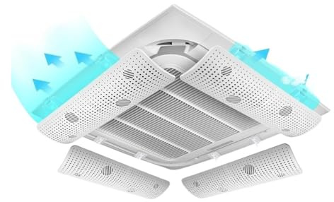 OTKSMDYY Pare-Brise De Climatisation Centrale, Type Cassette, Suspendu Au Plafond, Anti-soufflage Direct, Cadre De Climatisation, Guide d'air De Sortie(Carbon Filter 4pcs)