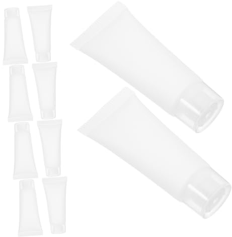 PENIKOKO 50pcs Refillable Lotion Squeeze Bottles with Screw Caps Leakproof Soft Travel Tubes for Cream Toothpaste Cleanser Compact Reusable Containers for Frequent Travelers