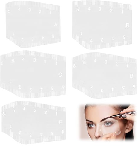 5-teiliges Augenbrauenschablonen-Lineal, Augenbrauen-Mapping-Tool-Set mit flexiblen Linealen für präzises Formen, wiederverwendbare Schablonen für Make-up-Profis und Anfänger