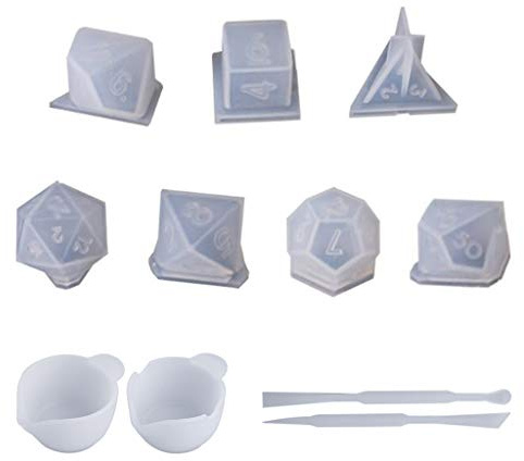 Moule à dés de formes variées - Moule numérique multi-spec - Résine époxy - Jeu numérique - Résine de moulage en silicone