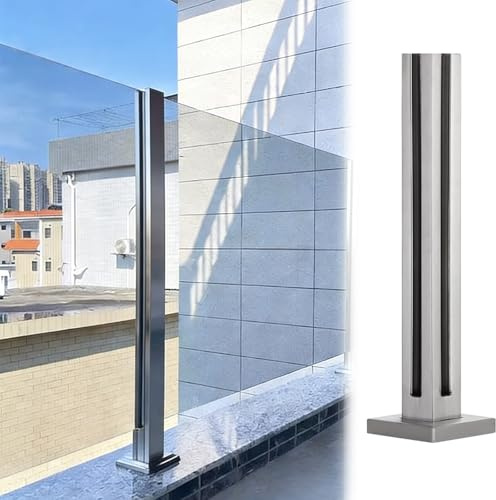 Ringhiera Vetro Scale Interne Esterni Palo Per Recinzione Per Ringhiera Con Fessure Per Zipoli E Base Robusta, Paletto Per Ringhiera In Vetro Fai-da-te,(Corner post,135cm/53.5in)