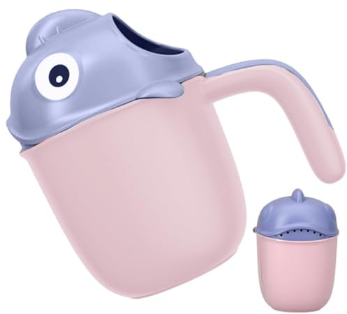 Baby Shower Shampoo Cup Baby Bath Jug Fish Shaped Baby Bath Rinser Wash Hair Cup Rinser Shower Sprinkler (Pink)