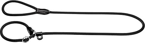 HUNTER Retriever-Hundeleine FREESTYLE, Farbe: schwarz, integrierte Halsung, stufenlos verstellbar, witterungsbeständig, pflegeleicht, griffig, robustes Tau mit Ledertipps, Größe: 10/120
