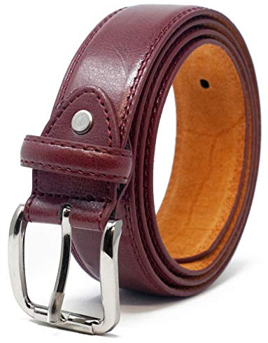 Ossi doppelt genähte mit leder gefütterter hosengürtel für herren - Kastanie Mittel