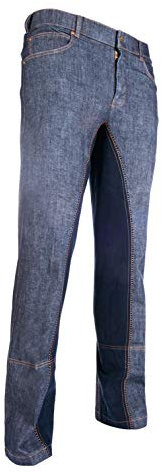 HKM Western Jodhpur 6969 - Pantaloni da Equitazione Western Jodhpur in Jeans e Pantaloni Jodhpur, Colore: Blu Scuro/Blu Scuro 56