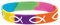 Christliche Geschenkideen °*1136 regenbogenfarbenes Silikonarmband mit weißen Fischen