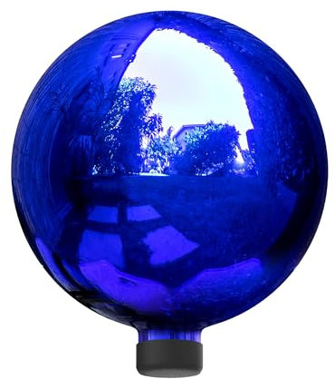 Alpine Corporation 10 Diameter Indoor/Outdoor Glass Gazing Globe Festive Yard Décor, Blue