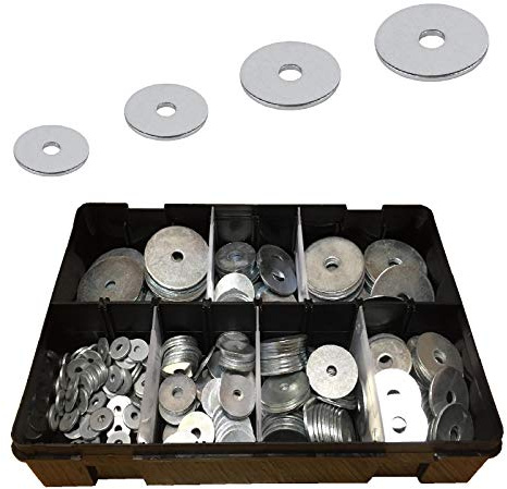 300 x Assorted Imperial Steel Penny Repair Flat Washers for Nuts, Bolts & Screws