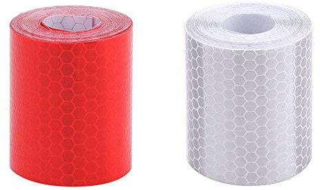 Nastro Riflettente,Nastro Adesivo Riflettente Nastro d'avvertimento impermeabile per veicoli Auto Rimorchi Bikes Caschi 2 pezzi 50mm × 3 m Rosso Bianco