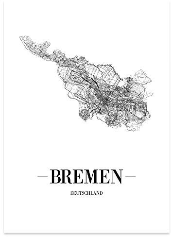 JUNIWORDS Stadtposter - Wähle Deine Stadt - Bremen - 21 x 30 cm Poster - Schrift A - Weiß