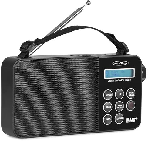 Reflexion TRA2350DAB+ Tragbares UKW Radio mit DAB/DAB+ (8Watt) Displayanzeige, Netz- und Batteriebetrieb, 30 Senderspeicherplätze, Schwarz