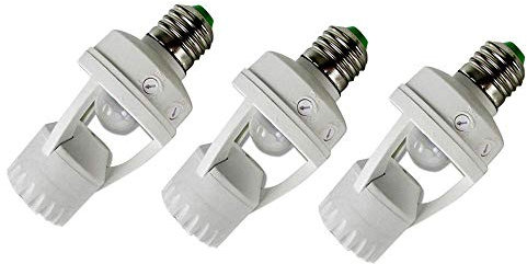 EBILUN - Douille avec capteur de mouvement infrarouge E27 / E14 / B22 - LED PIR, PBT., 3 ampoules E27., 55*115mm(Dia*H)