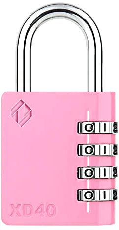 [ZARKER XD40] Heavy Duty Outdoor 4-Digit Combination Padlock for Locker, Gym, gate, shed, Tool Box, Door, Cabinet and Garage with Code - Pink 1pack