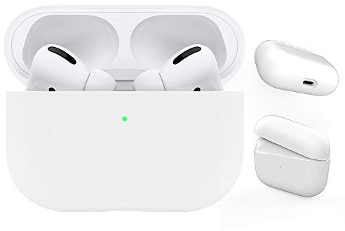DamonLight AirPods Pro hülle [LED an der Vorderseite sichtbar] [Unterstützt kabelloses Laden] Airpods pro silikon case(Nicht enthalten Airpods pro)-Weiß