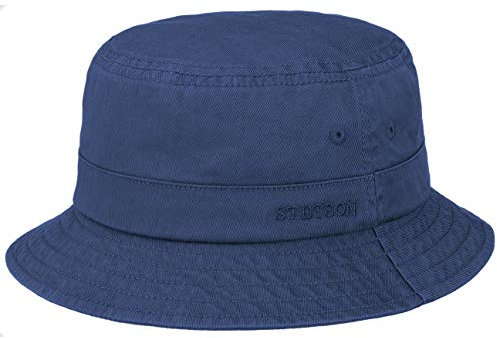 Stetson Organic Cotton Hut mit UV-Schutz Damen Herren 100% Bio-Baumwolle Knitterfrei Nachhaltig Bucket Hat Packable Anglerhut Frühjahr Sommer dunkelblau S (54-55 cm)