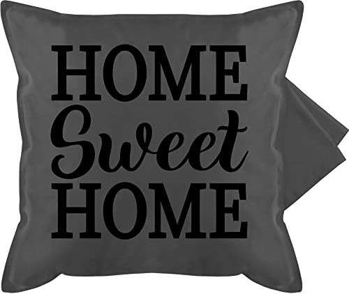 Kissenbezug - Statement - Home Sweet Home- schwarz - 50 x 50 cm - Grau - Kissen Statements baumwollkissen sprüche kissenhülle bezug kissenbezüge kissenhüllen sofakissen Cushion gurli