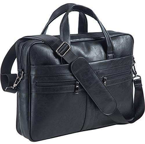 seyfocnia Sac à bandoulière en cuir pour homme - 17,3 - Noir, noir, 17.3Inch, Tendance