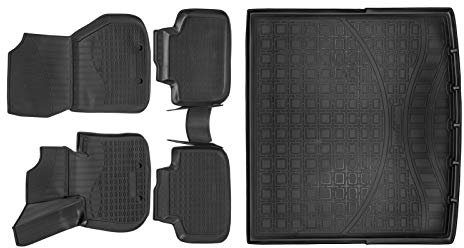 J&J AUTOMOTIVE | Allwetter TPE Gummimatten + Kofferraumwanne Set Für X1 F48 3D ab 2015, Antirutsch, Passgenau, Rand 2-4cm, Schwarz