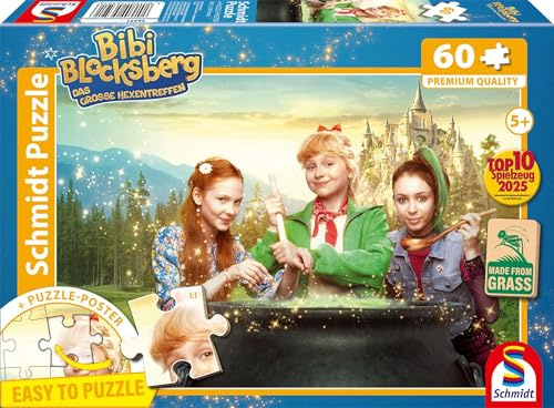 Schmidt 56591 Bibi Blocksberg, Das große Hexentreffen, 60 Teile Puzzle | Junghexen am Kessel