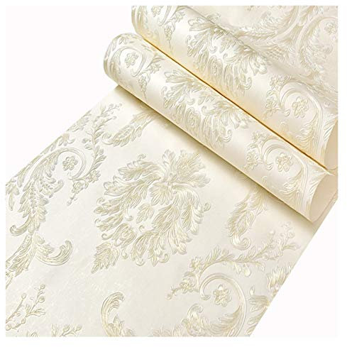 Tapete Nichtgewebte Selbstklebende Tapete, Exquisite Dekorationsmaterial Für Wohnzimmer, Schlafzimmer, Kinderzimmer, Beige Blaues Gold Weiß (Color : Beige, Size : 53X600CM)
