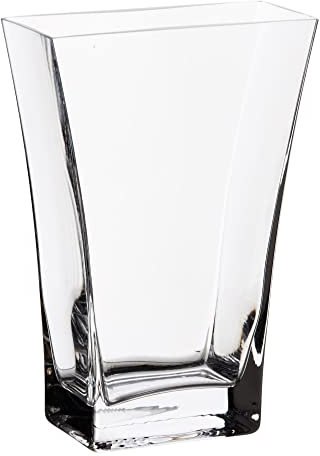 LOLAhome Jarrón florero de Cristal Transparente de 14x6x20 cm