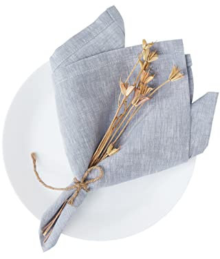Berklan Servietten aus 100 Prozent reinem Leinen, 45 x 45 cm natürliches Leinen 6er-Set 100 Prozent europäischer Flachs Weich Langlebig Waschbar Blau, N1