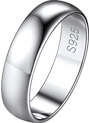 Suplight Damen 925er Silber Finger Ring Simpel Ring Verlobungsring Ehering Schmuck für Frauen Freundin Breite 5mm Größe 19,8mm silber