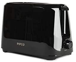 PIFCO® Black Toaster 2 Slice - 700W - 6 Browning Controls & Anti-Jam Function - Compact Design 2 Slice Toaster - Easy to Clean with Removable Crumbs Tray