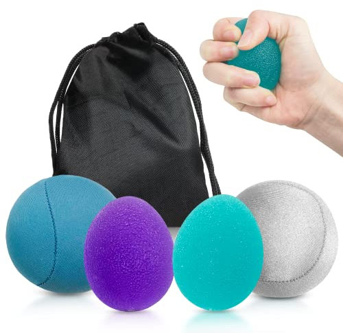 envami® 4X Gel Stressball für Erwachsene-Anti Stress Bälle Mit verschiedenen Stärken und Größen-Antistressball mit Duft für Konzentration-Motivierendes Anti Stress Spielzeug - Wutball