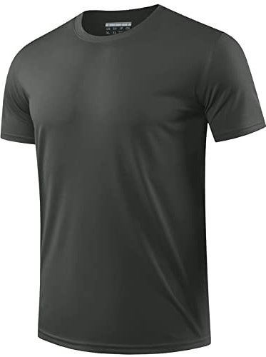 EKLENTSON Short Sleeved Shirt Mens Quick Dry UV Swim Top Sun Protection Shirt Breathable Outdoor Top Dark Grey 3XL