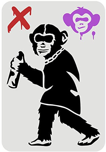 FINGERINSPIRE Banksy Graffiti Schablone 29.7x21cm Wiederverwendbare Banksy Schimpansen Schablone DIY Handwerk Banksy Dekoration Schablone Affen Graffiti Schablone für Malerei auf Wand Holz Möbel Stoff
