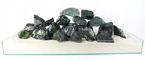 WYSKONT Steine für Aquarium oder Terrarium - Aquarium Naturdekoration - Marine Ziersteine - Unterstützung Wasserfiltration - Geeignet als Versteck Höhle - 15 kg Grüner Engel