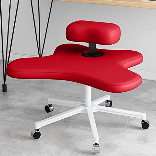 Kniestuhl, Ergonomischer Sitz, Fünfzackig mit Rollen, Höhenverstellbarer Hocker Zur Haltungsverbesserung und korrektur, Geeignet für Den Einsatz im Home Office, Mehrfarbige Ausführung ( Color : Red )