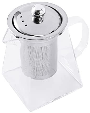 TeIèRe Quadrata in Vetro con Infusore, TeIèRe in Borosilicato da 550 ML con Colino, TeIere a Foglie Trasparenti per Tè Sfuso