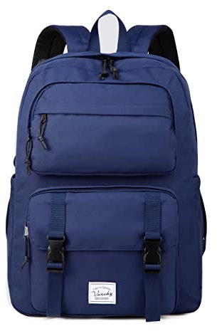 VASCHY Schulrucksack, groß, modisch, für Damen und Herren, lässiger Rucksack, Büchertasche für Uni/Arbeit/Reisen, dunkelblau, Tagesrucksack