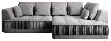 Ecke Sofa mit elektrischer Sitztiefenverstellung - weiche Rückenlehnenpolsterung - solides und strapazierfähiges - mit Wellfederung + hochelastischem Schaumstoff Typ HR (Crown 18 Rechte Seite)