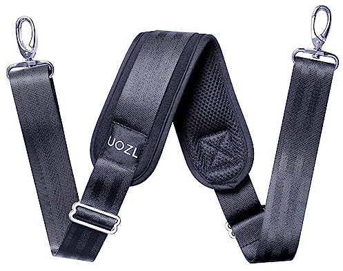 UOZL 59 Inch Shoulder Straps, Soft with Ultra-Thick Fixed Shoulder Pad, Two Way Independently Adjustable Buckle Replacement Straps for Laptop Bag Messenger Bag Tool Bag Luggage,Black