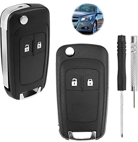 Lot de 2 Coques de clé de Voiture 2 Boutons - Boîtier de clé de télécommande Compatible avec Chevrolet Aveo Matiz Cruze Captiva Spark Orlando Trax et Opel Vauxhall Astra Insignia Vectra