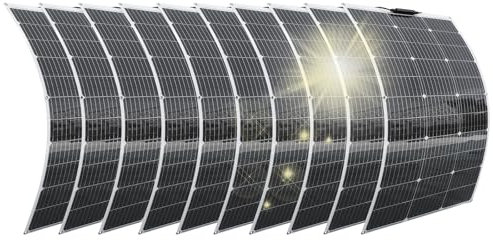 Aysolar 1000W(10 pezzi 100W) Pannello Solare Flessibile 12V, Pannello Fotovoltaico Mono Portabile Pannelli Solari per Batterie 12V, Camper, Barche, Roulotte, Furgoni e Altre Superfici Irregolari