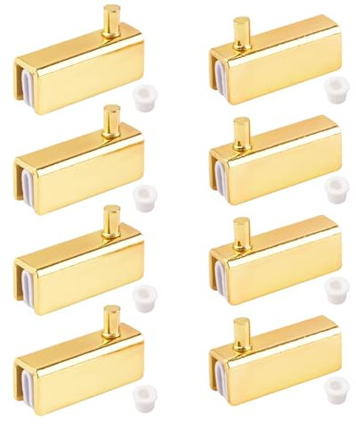 UFURMATE Glastürscharnier, rahmenlose Glastür-Scharniere, Klemme, verstellbare Schrank-Scharnier-Clip, Ersatz-Set, passend für 3–6 mm frei schwingende Glastüren (Gold)