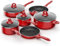 Induction Hob Pan Set, Pots and Pans Set Nonstick 10 Piece, Non Stick Cookware Saucepan Sets with Lids, Stay-Cool Bakelite Handle, Red