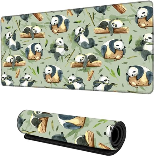 TengYuer Mousepad XXL 800x400x2mm Gaming Mause Pad Niedlicher Tier Panda Mauspads Große rutschfest Vernähte Kanten Einer speziellen Oberfläche verbessert Geschwindigkeit und Präzision für PC Laptop