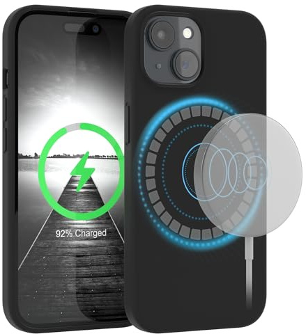 EAZY CASE - Silikonhülle kompatibel mit iPhone 15 Hülle mit Qi Charging Silikon Case weich stoßfeste Handyhülle Schutzhülle Kameraschutz Dünn Schutz Cover TPU Bumper in Schwarz