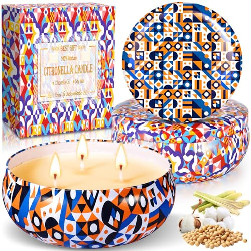 Purpledi Citronella Kerzen Outdoor, Citronella Kerze Set 2 Pack, 100% Sojawachs Kerze Groß, Dekor und Sommergeschenk - Perfekt für Camping, Grillen, Picknicks, Garten, Schlafzimmer, Indoor Outdoor