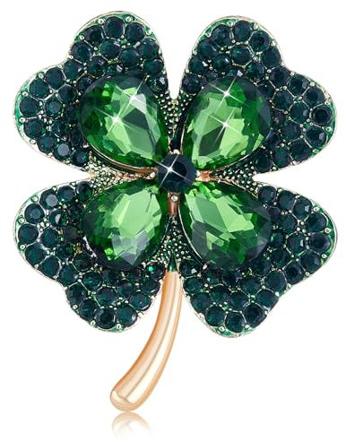 LEGENTLISUR Broche En Zircone Cubique Broche Trèfle à Quatre Feuilles Broche En Zircon Exquise Sacs à Dos Pour Femmes Vêtements Vestes Accessoires（Vert）